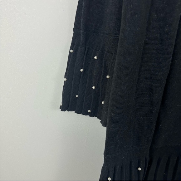 Chico’s | Black Bracelet Sleeve Pearl Embellished Cardigan Size 1/Medium - Picture 3 of 6